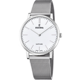 Relógio festina swiss made f20014/1 branco com correia de aço, masculino