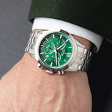 Relógio festina swiss made f20040/3 verde pulsera de 316l de aço inoxidável, homem