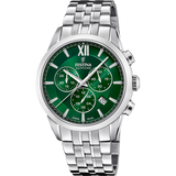 Relógio festina swiss made f20040/3 verde pulsera de 316l de aço inoxidável, homem