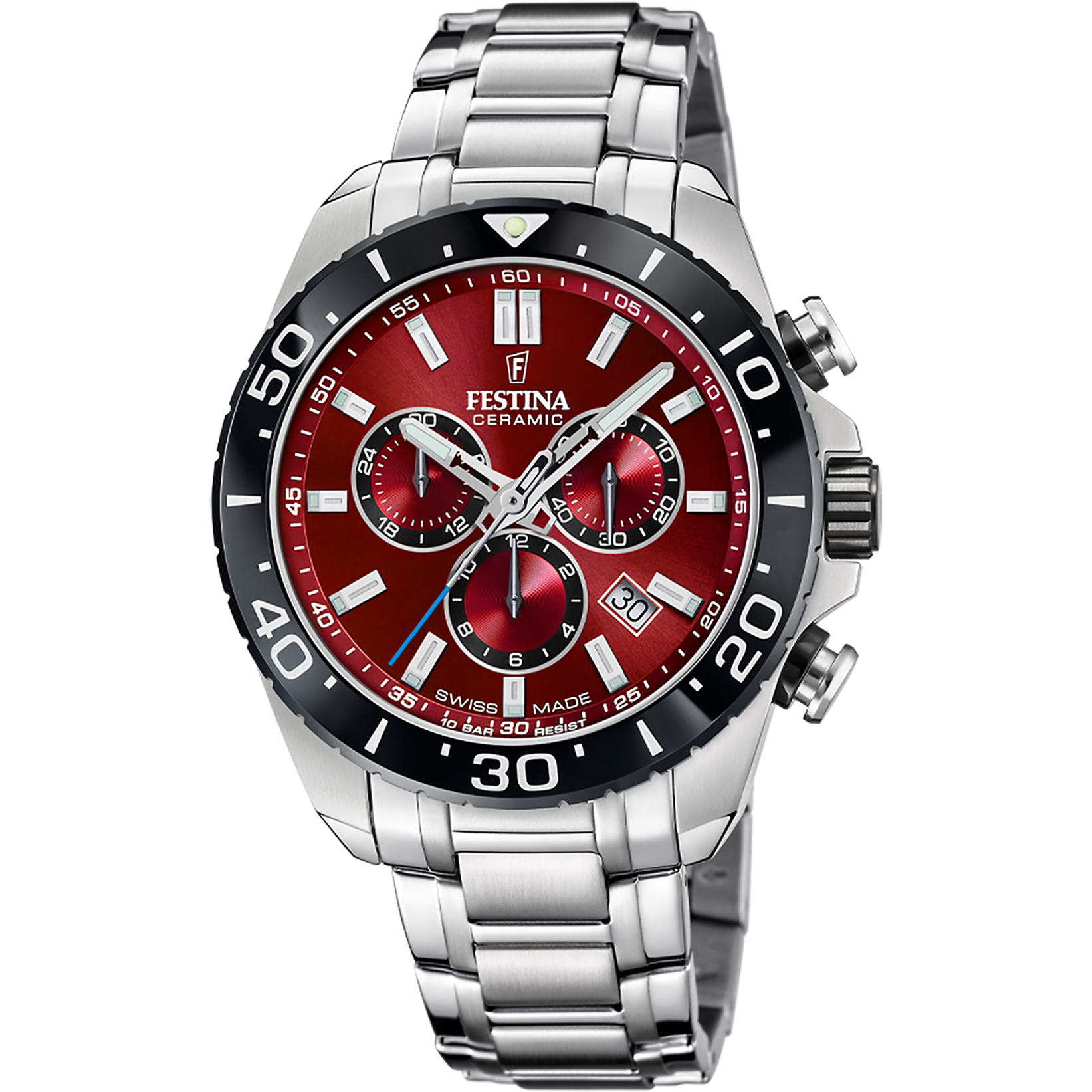 Relógio festina swiss made chrono f20042/5 vermelho pulsera de de aço inoxidável, homem_PRODUCT