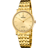 Relógio festina swiss made f20048/3 bege pulsera de 316l de aço inoxidável, mulher