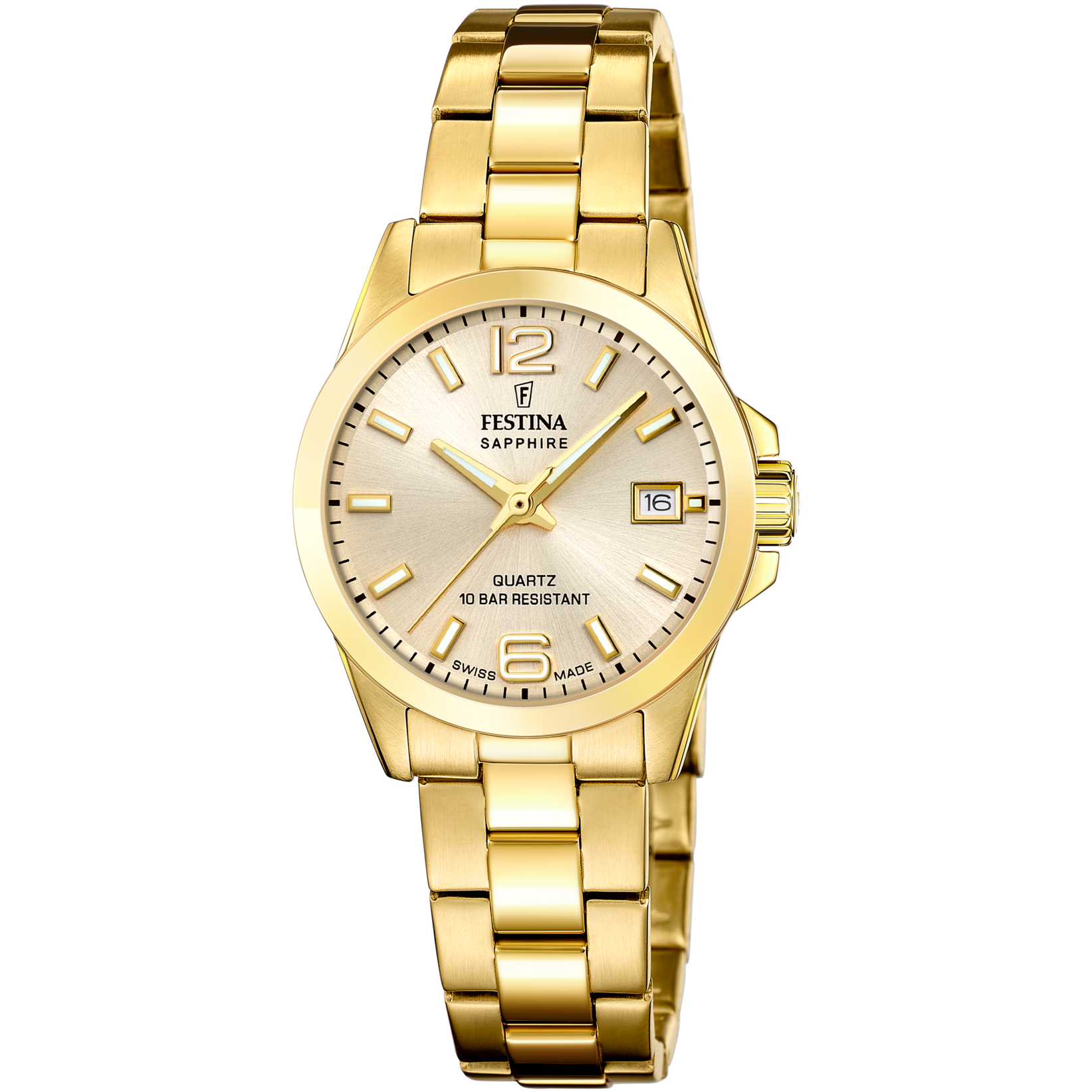 Relógio festina swiss made f20050/2 bege pulsera de 316l de aço inoxidável, mulher_PRODUCT