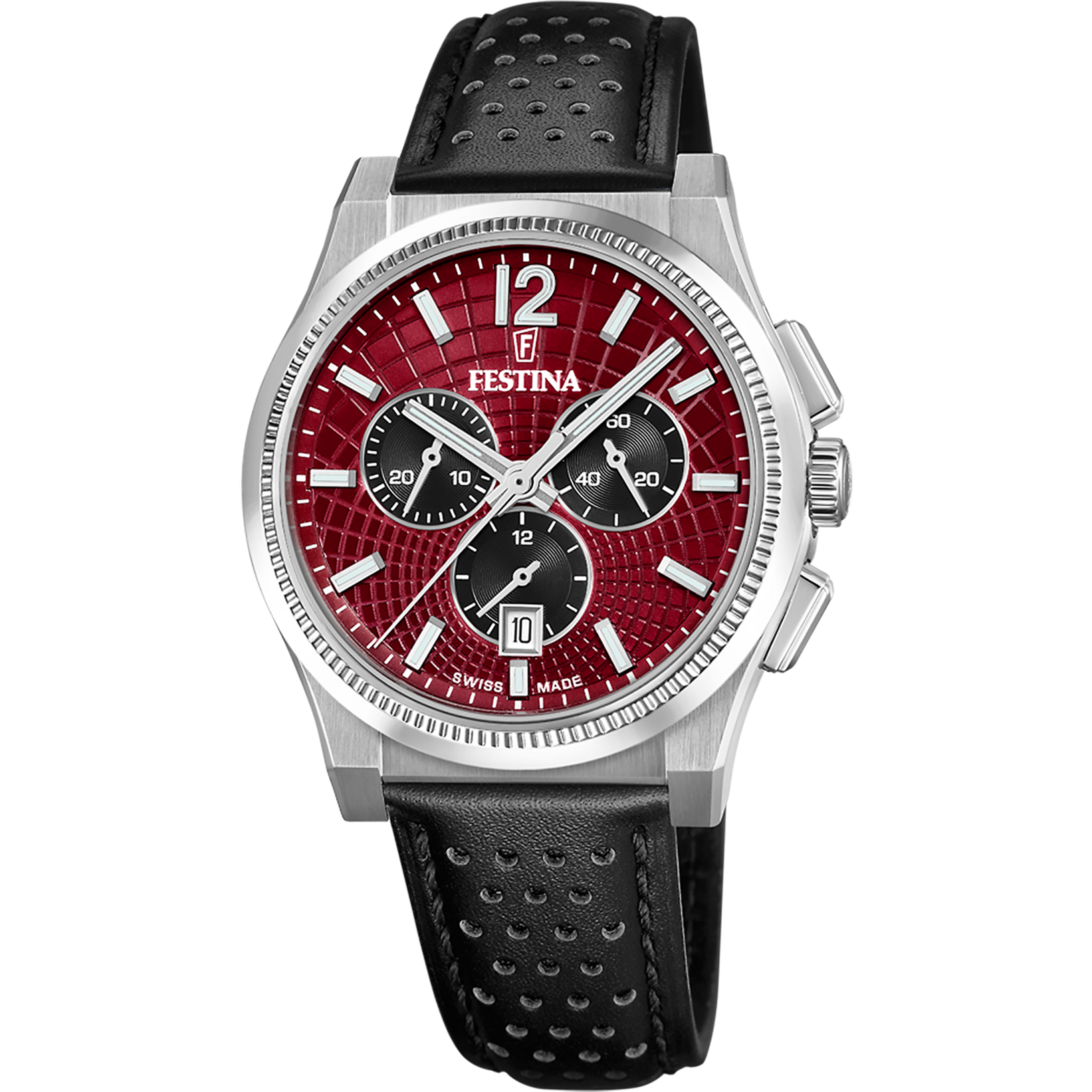 Relógio festina swiss made rivé f20060/5 vermelho pulsera de couro, homem_PRODUCT