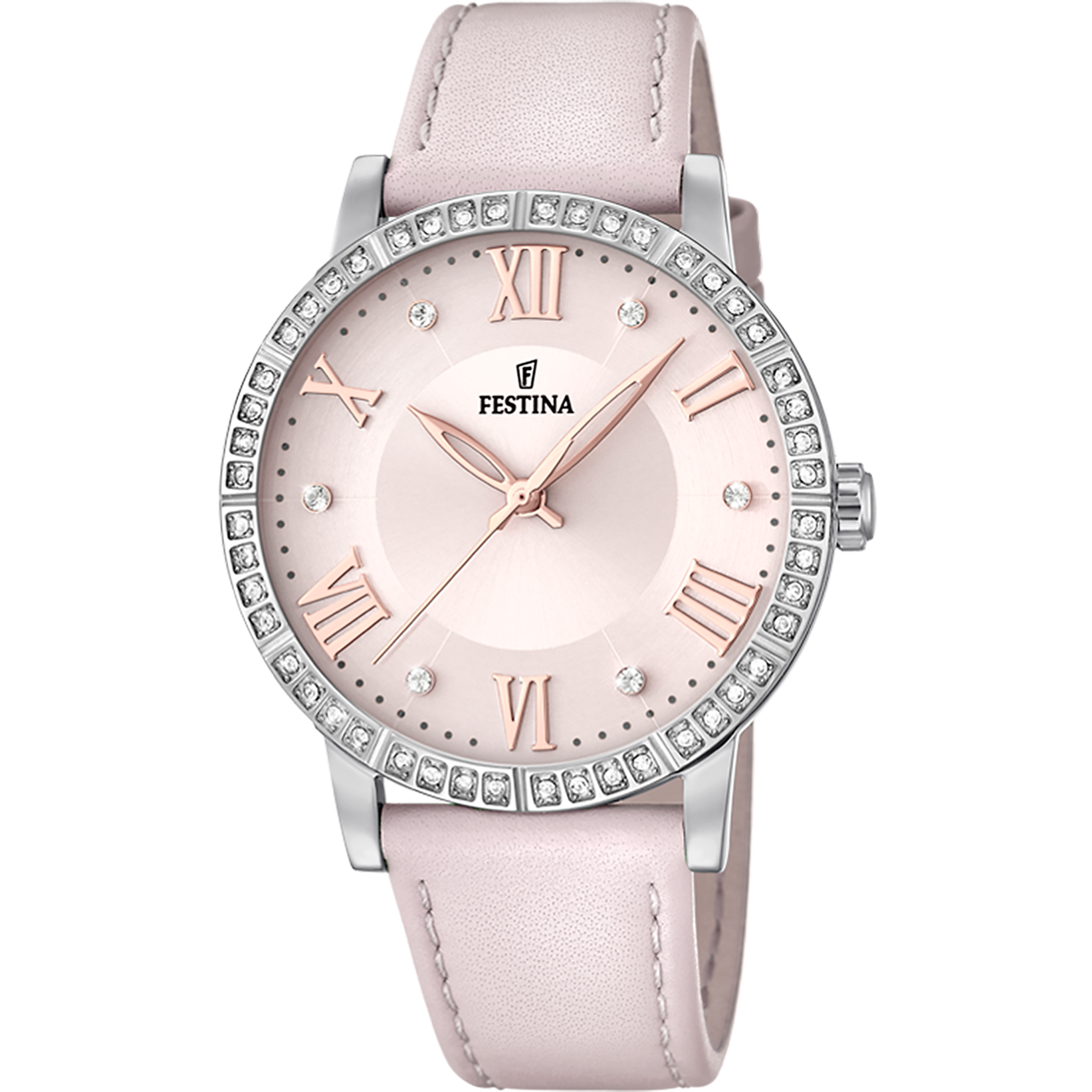 Relógio festina coleção boyfriend f20412/2 pulseira de couro rosa, mulher_PRODUCT
