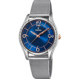 Relógio festina f20420/4 azul com correia de aço, mulher