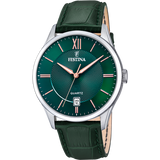 Relógio festina f20426/7 verde com correia de couro, homem.