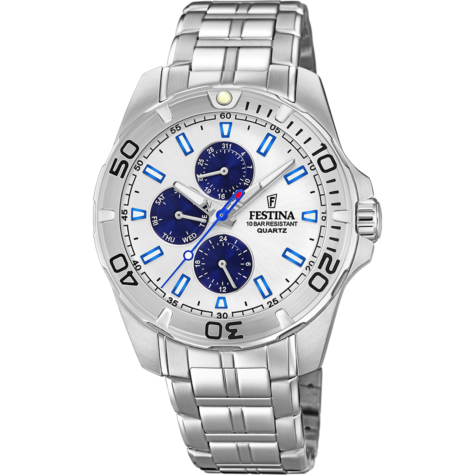 Relógio festina coleção multifuncional f20445/1 prateado com pulseira de aço, para homem._PRODUCT