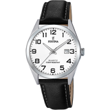 Relógio festina classics f20446/1 branco com correia de couro, homem