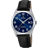 Relógio festina classics f20446/2 azul com correia de couro, homem.