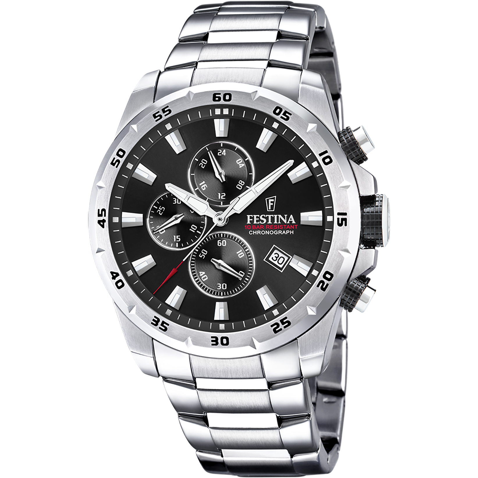 Relógio festina timeless chronograph f20463/4 preto com correia de aço, para homem._PRODUCT