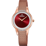 Relógio Festina Mademoiselle F20496/1 Vermelho com Bracelete de Aço, Mulher