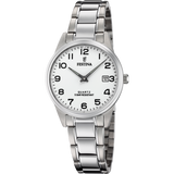 Relógio festina classics f20509/1 branco com correia de aço, mulher