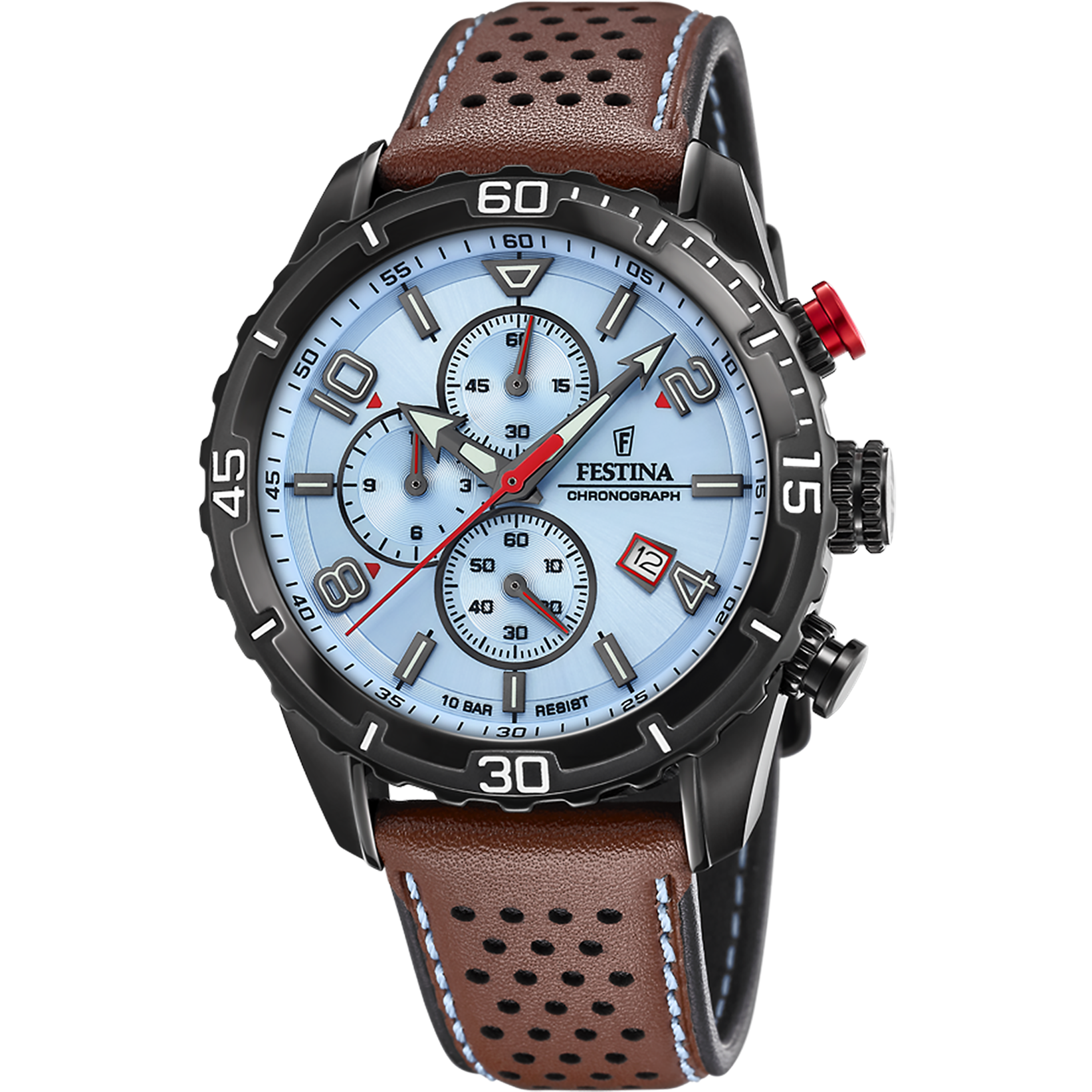 Relógio festina timeless chronograph f20519/1 azul com correia de couro, homem._PRODUCT