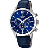 Relógio festina timeless chronograph f20542/2 azul com correia de couro, homem._PRODUCT