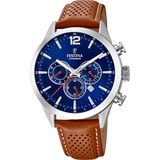 Relógio Festina Timeless Chronograph F20542/3 Azul com Correia de Pele, Homem.