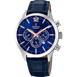 Relógio Festina Timeless Chronograph F20542/4 Azul com Correia de Pele, Homem