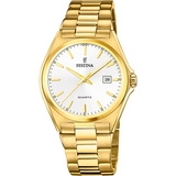 Relógio festina de aço clássico f20555/2 branco com correia de aço, para homem.