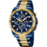 Relógio festina f20564/1 azul com correia de aço, homem