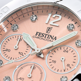 Relógio festina boyfriend collection f20603/7 rosa pulsera de 316l de aço inoxidável, mulher