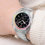 Relógio festina rainbow f20606/3 preto com pulseira de aço, mulher