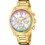 Relógio festina f20609/2 branco com correia de aço, mulher