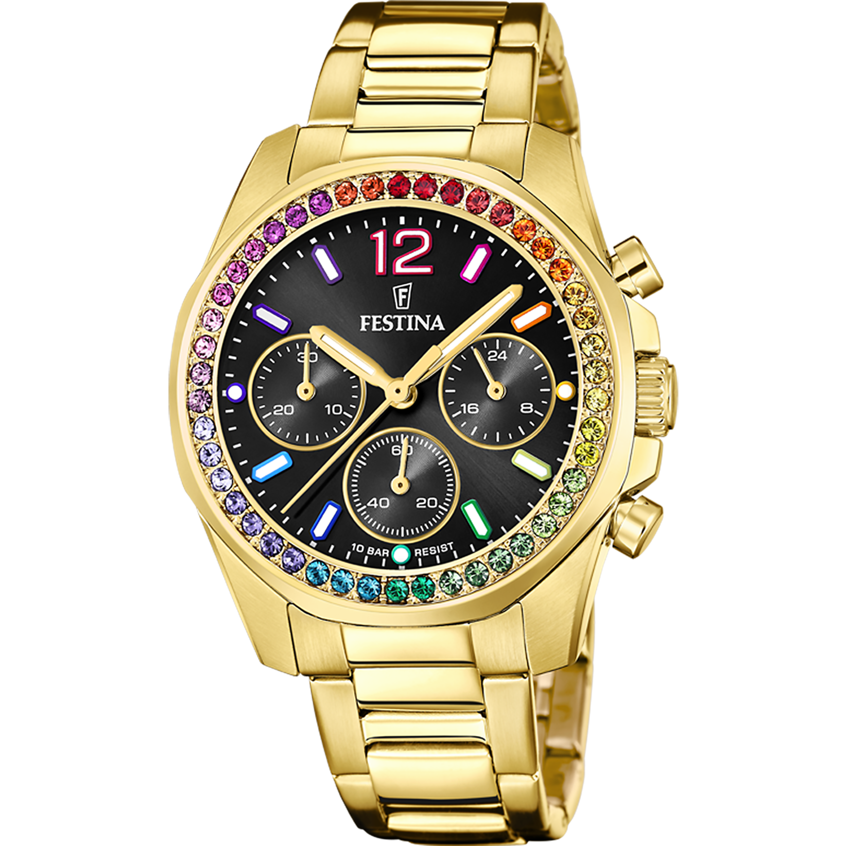 Relógio festina f20609/3 preto com correia de aço, mulher_PRODUCT