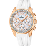 Relógio festina rainbow f20611/1 de aço prateado, feminino