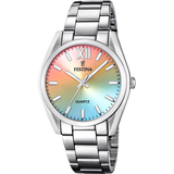 Relógio festina f20622/h multicolorado pulsera de 316l de aço inoxidável, mulher