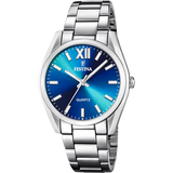 Relógio festina f20622/i azul pulsera de 316l de aço inoxidável, mulher