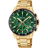 Relógio festina timeless chronograph f20634/4 verde com correia de aço inoxidável, masculino._PRODUCT