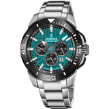 Relógio Festina Chrono Bike F20641/3 verde com bracelete de aço inoxidável 316L, masculino.