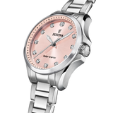 Festina energia solar f20654/2 rosa aço inoxidável 316l, mulher