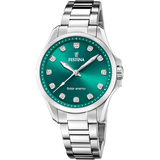 Festina f20654/3 verde aço inoxidável 316l, mulher