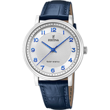 Festina energia solar f20660/1 prata couro, homem