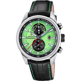 Relógio festina timeless chronograph f20695/3 verde pulsera de couro, homem