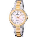 Relógio festina mademoiselle f20702/1 bege pulsera de 316l de aço inoxidável, mulher