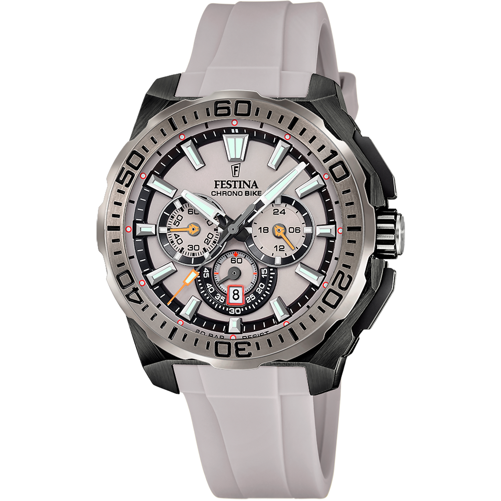 Relógio masculino festina chrono bike f20726/1 marrom pulseira de borracha_PRODUCT