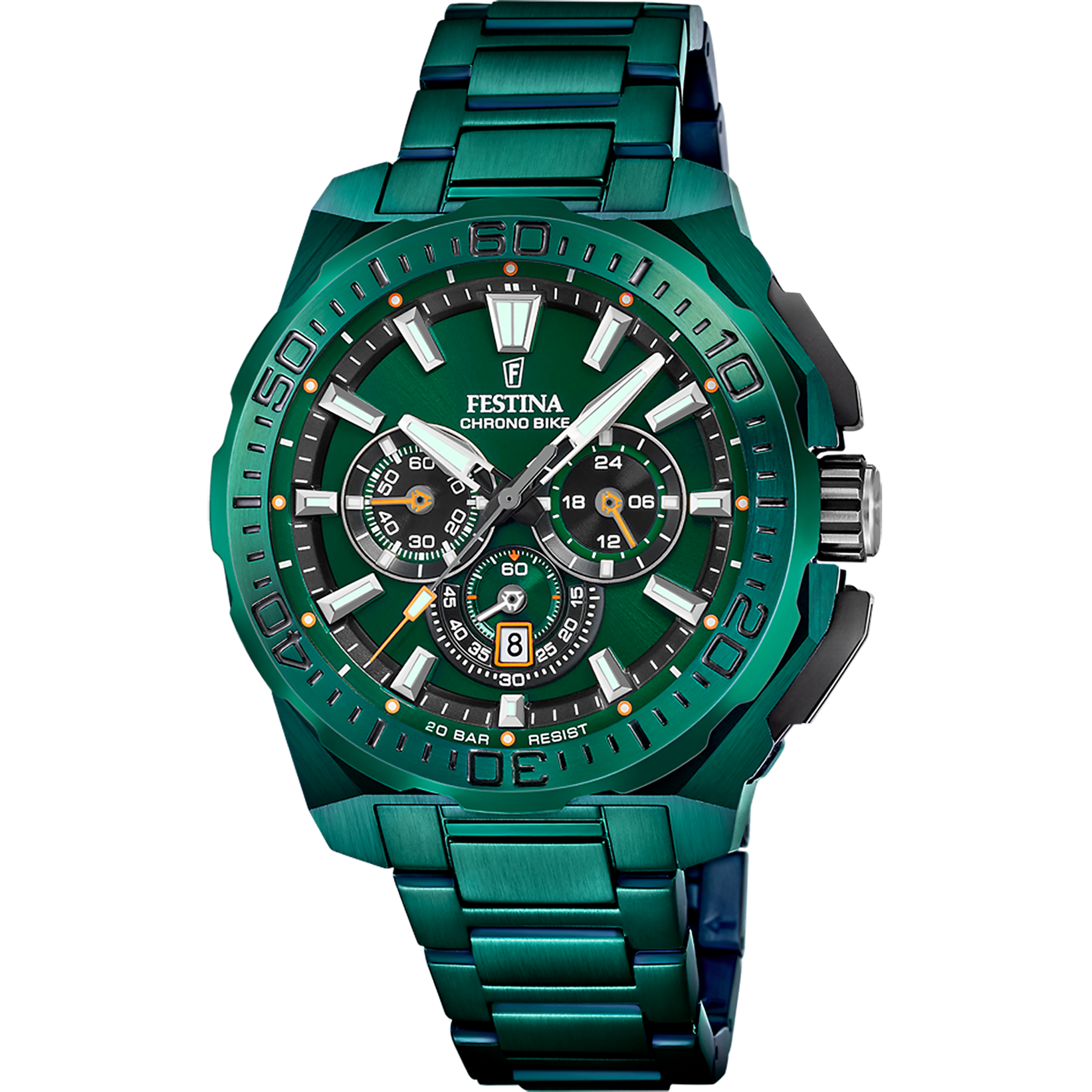 Relógio masculino festina chrono bike edição especial f20730/1 verde pulseira de aço_PRODUCT