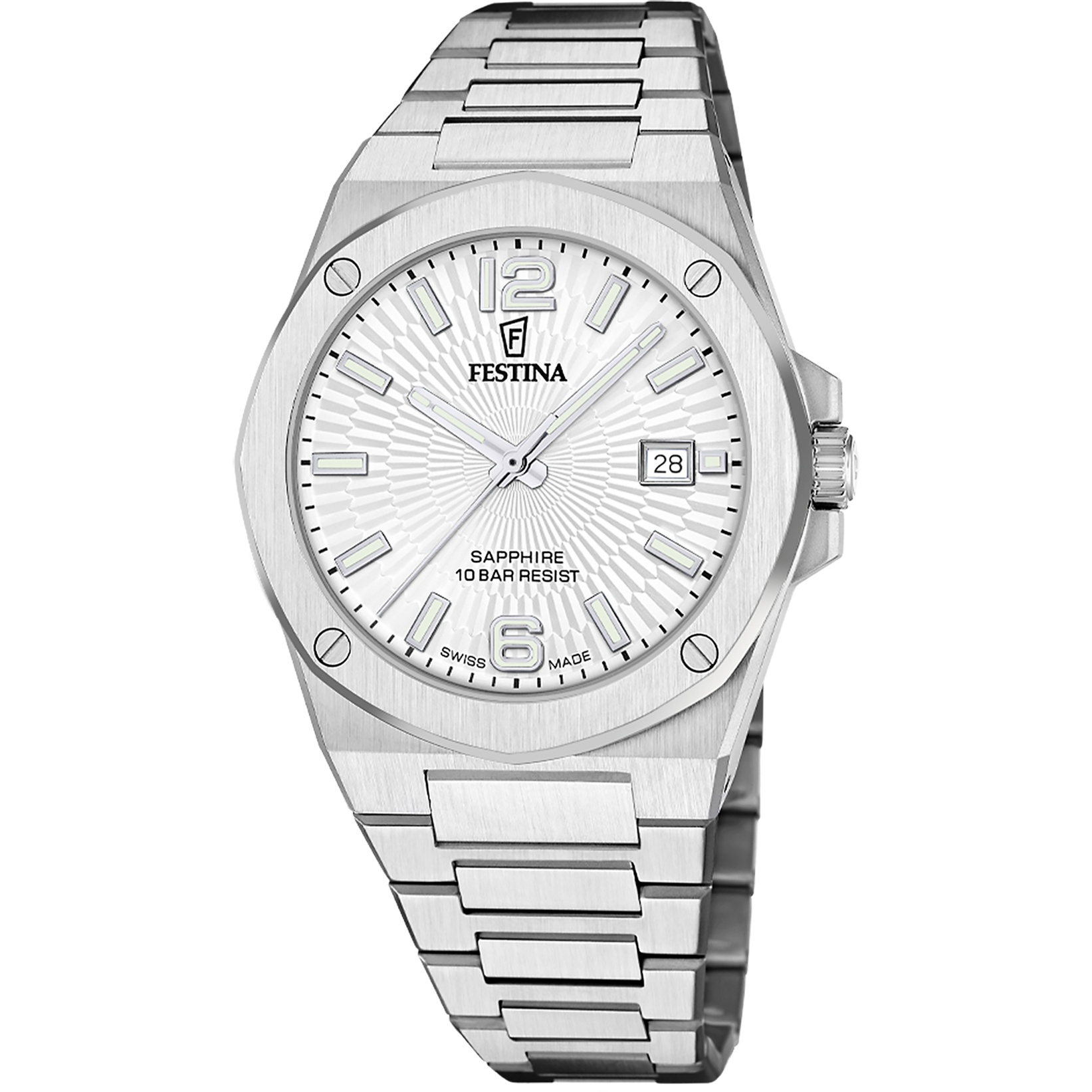 Relógio festina swiss made vallée f22000/1 prata cinza pulsera de de aço inoxidável, homem_PRODUCT