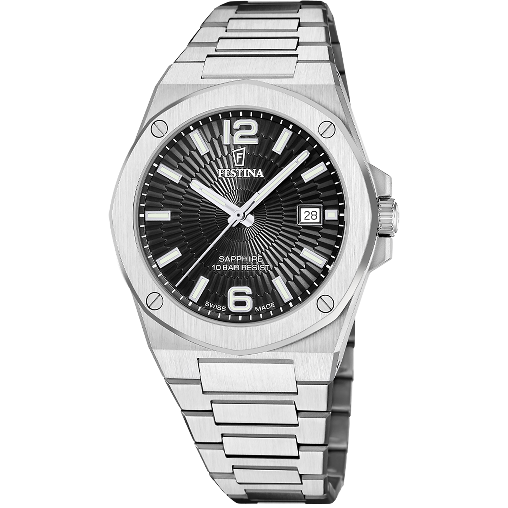 Relógio festina swiss made vallée f22000/4 preto pulsera de de aço inoxidável, homem_PRODUCT