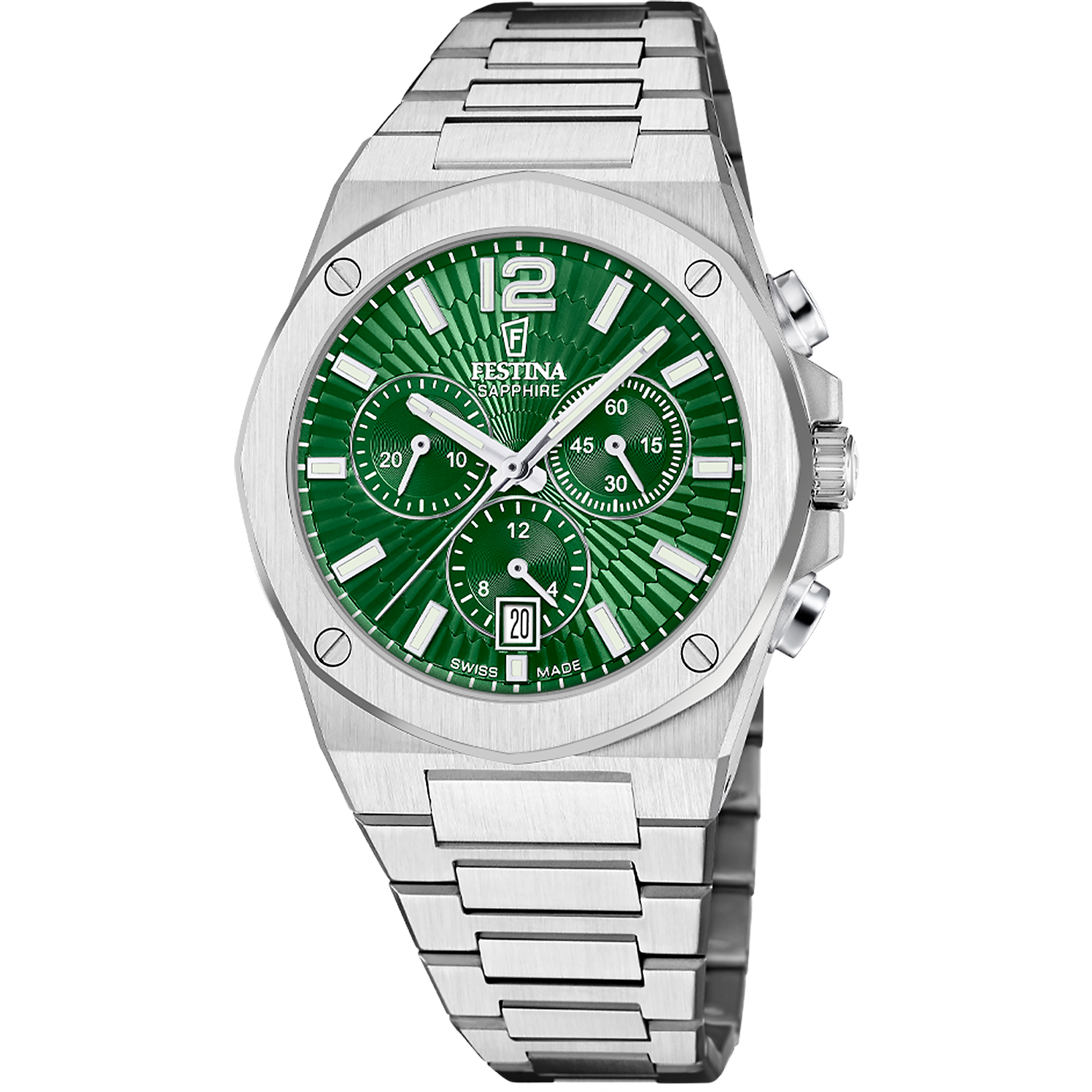 Relógio festina swiss made vallée f22002/3 verde pulsera de de aço inoxidável, homem_PRODUCT