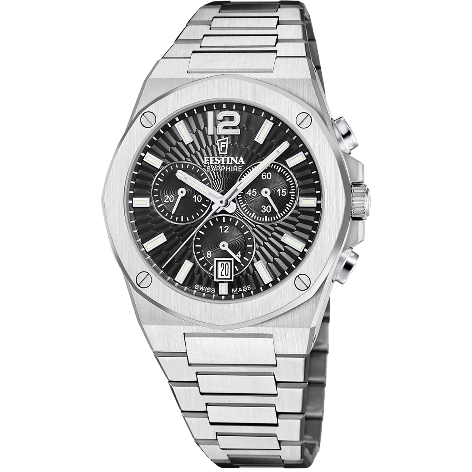 Relógio festina swiss made vallée f22002/4 preto pulsera de de aço inoxidável, homem_PRODUCT