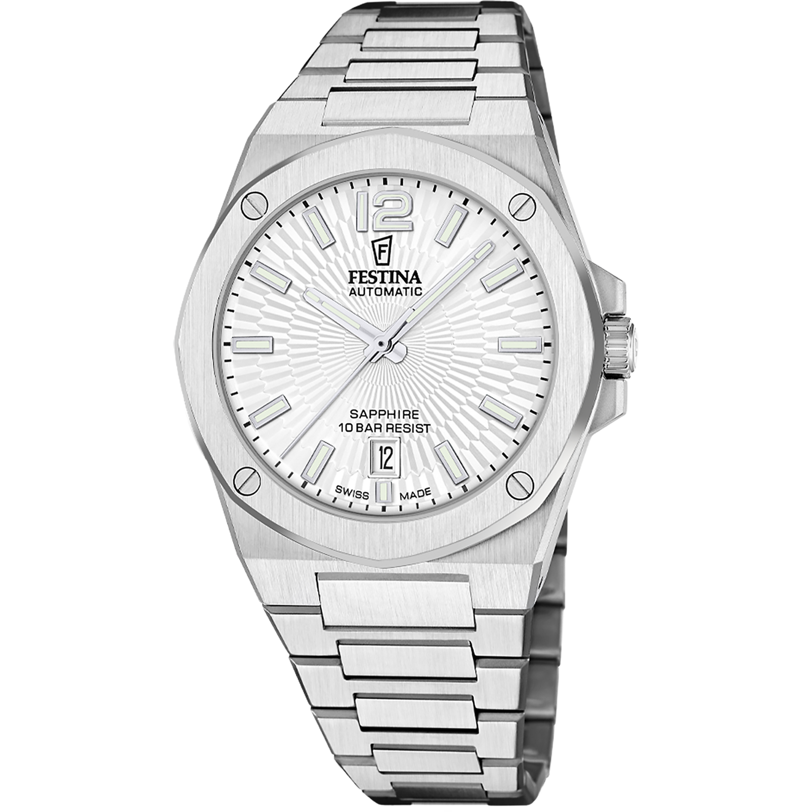 Relógio festina swiss made automatic f22004/1 prata cinza pulsera de de aço inoxidável, homem_PRODUCT