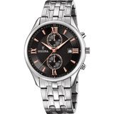 Relógio festina timeless chronograph f6854/7 preto com correia de aço, para homem.