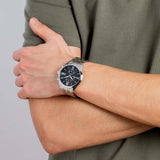 Relógio festina timeless chronograph f6854/8 preto com correia de aço, para homem.