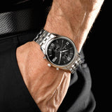 Relógio festina timeless chronograph f6854/8 preto com correia de aço, para homem.