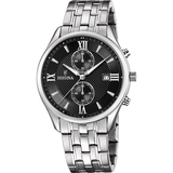Relógio festina timeless chronograph f6854/8 preto com correia de aço, para homem.