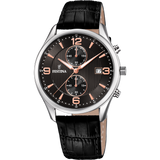 Relógio festina timeless chronograph f6855/7 preto com correia de couro, masculino._PRODUCT