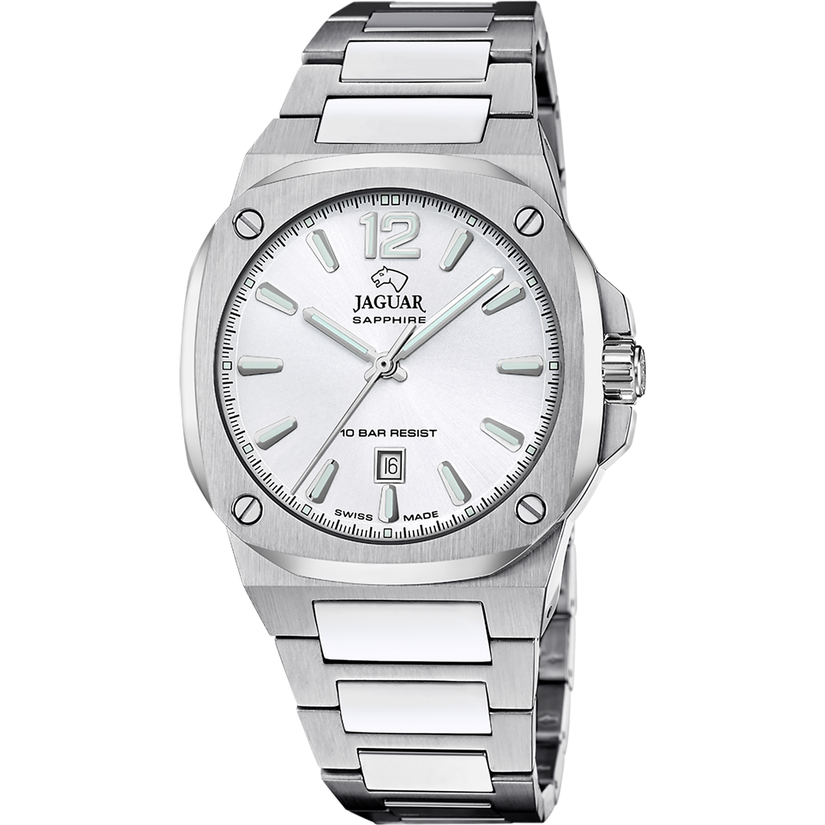 Relógio jaguar swiss made j1024/4 prata cinza pulsera de 316l de aço inoxidável, homem_PRODUCT