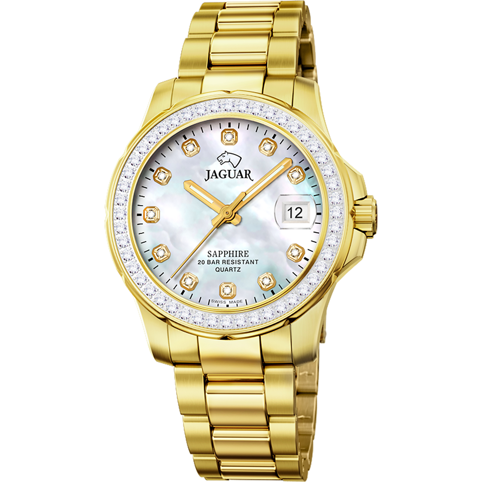 Relógio feminino jaguar executive dame de cor branco madrepérola j895/1_PRODUCT